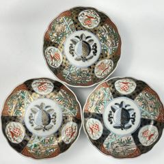 515 錦手　竹　雀　古伊万里　伊万里焼　骨董　アンティーク　膾皿　3枚セット