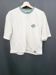 ◇ ⊂ GU ジーユー ミニ裏毛 Mrs. GREEN APPLE コラボ 五分袖 Tシャツ カットソー サイズL ベージュ系 レディース E  【1507100000996】