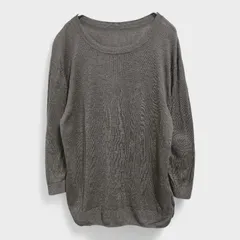 【美品】【無印良品】『MUJI』[サマーニットトップス] 麻素材 ブラウン系 (M) 商品A92 管理C