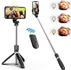 自撮り棒 Bluetooth LEDライト自撮り棒 セルカ棒