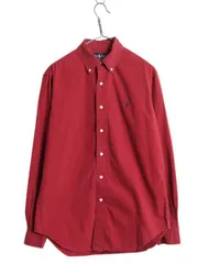 【お得なクーポン配布中!】 90s ラルフローレン 長袖 ボタンダウン シャツ メンズ M オールド ポロ 長袖シャツ ヘビーウェイト コットン ワンポイント BD シンプル 赤