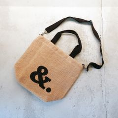 【FABRICO / ファブリコ】ジュートバッグ ectan「＆.」Black  /  イニシャル アンパサンド ショルダー トート ハンド