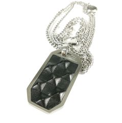 DIESEL ドッグタグ ネックレス ブラック レザー ピラミッド メンズ アクセサリー ディーゼル
