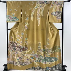 訪問着 身丈155.5cm 裄丈66cm M 袷 草花 霞 金銀彩 ぼかし ピンク