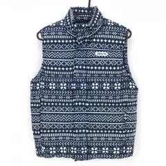 ★値下げ★【超美品】アディダス ダウンベスト ネイビー×白 総柄 ダブルジップ ロゴワッペン メンズ M/M ゴルフウェア adidas