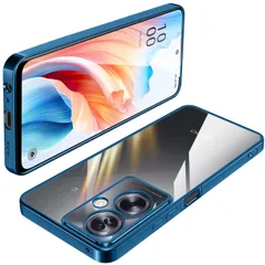 【在庫一掃】ソフト 超薄型 オッポa79 TPU スマホケース 軽量 ストラップホール付き 耐衝撃 メッキ加工 ケース 5G 透明 A79 (ブルー) OPPO