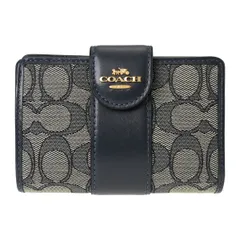 新品 コーチ COACH 2つ折り財布 ミディアム コーナー ジップ ウォレット・シグネチャー ジャカード　Medium Corner Zip Wallet In Signature Jacquard ネイビー/ミッドナイトネイビー