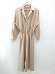 ◇ juria Boutique ウエストゴム シンプル 長袖 ロング丈 ワンピース サイズ表記なし ベージュ レディース E  【1402200014372】