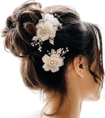 TIGLOSS 髪飾り ヘアアクセサリー 結婚式 ヘッドドレス ヘアピン パール 髪留め 花 お呼ばれ 発表会 コーム まとめ髪 パーティー ヘアアレンジ(ゴールド)