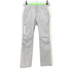 【美品】アディダス パンツ グレー×白 シルバー3ライン バック立体ロゴ メンズ 76 ゴルフウェア adidas