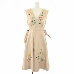 チェスティ Chesty 22SS サイドリボン刺繍ジャンパースカート ワンピース ロング ノースリーブ 花柄 0 ピンクベージュ 22J513 /YT