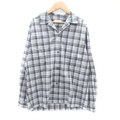 B&Y ユナイテッドアローズ BEAUTY&YOUTH ビューティー&ユース カジュアルシャツ オープンカラー 長袖 チェック柄 S オフホワイト グレー /HO42