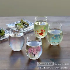 新品 丸モ高木陶器 冷感 日本四季 フリーグラス 4点セット 春夏秋冬 日本製 フリーグラス揃 ギフト 結婚祝い プレゼント 贈り物 食器セット ギフトセット