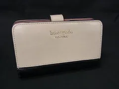 ■美品■ kate spade ケイトスペード レザー 二つ折り 財布 ウォレット 小銭入れ 札入れ カード入れ ベージュ系×ブラック系 DK4164