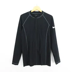 ナイキ NIKE ラッシュガード 長袖 ジップアップ ロゴ ストレッチ 170 ブラック ※EKM