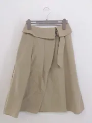 ◇ BEAMS HEART ビームスハート ラップ巻き風 膝下丈 フレア スカート サイズS ベージュ レディース P  【1212280008549】