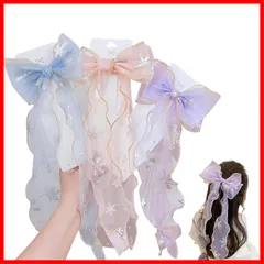 【即発送】リボン 蝶結び (3点セット) 髪飾り プリンセス リボン ヘアクリップ ヘアアクセサリー 髪を傷めない 可愛い おしゃれ ヘアピン 子供 発表会 誕生日 バレッタ コスプレ 撮影 パーティー 跡がつかないヘアピン Coollooda ピンク パープ