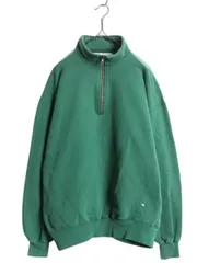【お得なクーポン配布中!】 90s USA製 ラッセル ハーフジップ 無地 スウェット メンズ レディース XL / 90年代 オールド RUSSELL 裏起毛 ハイネック ヘビーウェイト 緑