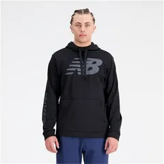 ニューバランス スウェット パーカー 長袖 メンズ NewBalance Tenacity フリースプルオーバーフーディ 裏起毛  あたたかい 吸汗速乾 トレーニング スポーツウェア ビッグロゴ スエット 黒 トレーナー/MT23021-BPT