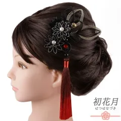 髪飾り 成人式 水引 赤 ゴールド 振袖 袴 花 黒 房 組紐 大きい 小さい 2点セット 着物 和装 かんざし Uピン 大人 かわいい 日 No.9-5613