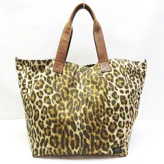 レア HEAD PORTER ポーター レオパード ヒョウ柄 トートバッグ キャンバス×レザー ビッグ ラージ 吉田カバン 鞄 ユニセックス E316LF