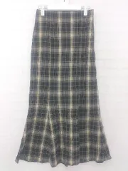 ◇ LOWRYS FARM 大人女子 カジュアル チェック ロング マーメイド スカート サイズM ブラック ベージュ系 レディース P  【1305240026827】