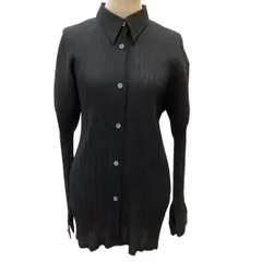 イッセイミヤケ ISSEY MIYAKE ME シワ加工 プリーツシャツ ブラウス 長袖 ブラック 黒 MI04FO523 レディース ISSEY MIYAKE - イッセイミヤケ プリーツ シワ加工 シャツ 長袖