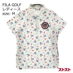 FILA GOLF フィラゴルフ シアサッカー 半袖ポロシャツ 総柄 ホワイト系 M [240001883633] [240001883633]#