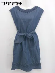◇　◎ Iju YLANG YLANG バックジップ　フレンチスリーブ 膝丈 ワンピース サイズM ネイビー レディース 【中古】 【1106040007302】のサムネイル