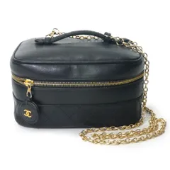 CHANEL チェーン付ビコローレ ココチャームバニティ（黒/ラムスキン） (SS-096B)