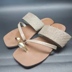 ◇ RODESKO ロデスコ フラット ゴールドレザーストラップ 涼しげ フラット サンダル サイズ36 ブラウン レディース E  【1309040089983】