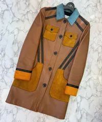 COACH コーチ ラム レザーコート スウェード切り替え ロングコート レザージャケット 0 XS  PAWNSHOPRiZ  パウンショップリズのサムネイル