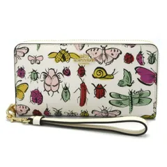 コーチ 財布 長財布 COACH LONG ZIP AROUND レザー クリーチャープリント ウォレット ストラップ付き アウトレット CR931 IMCAH (チョークマルチ) アウトレット レディース 送料無料