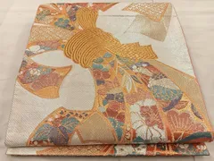 平和屋着物◎六通柄袋帯　束ね熨斗花文　金銀糸　正絹　逸品　BAAT4548wb