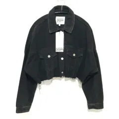 ZARA(ザラ) ブラックデニム デニム クロップド ジャケット S_i3486