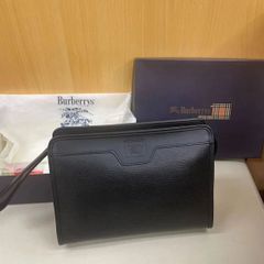 ◎【✨バーバリー✨】美品　箱　袋付き　バーバリー　高級　シボ革　Burberrys　ホースロゴ　セカンドバッグ　クラッチバッグ　カラー　ブラック　黒　ノバチェック　メンズ　男性　おしゃれ　高級ブランド　大人　ワイルド　裏地　チェック　模様