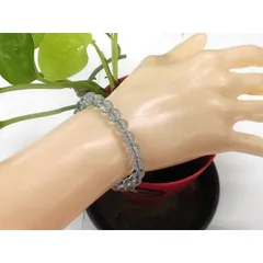 天然石 ブルートパーズ7.3mm～7.8mm玉ブレスレット 内周16.8cm 　　　240101629