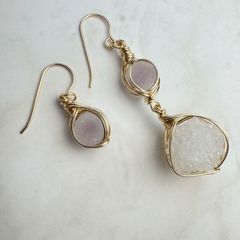 金平糖クォーツ グレープアゲート ピアス