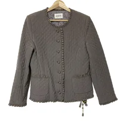 INGEBORG(インゲボルグ) ジャケット サイズM レディース - ダークグレー 長袖/フリル/キルティング/秋/冬