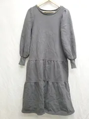 ◇ ⊇ Areeam アリーム 裏起毛 スウェット ティアード 長袖 膝下丈 ワンピース サイズF グレー レディース P  【1409090042881】