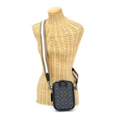 コーチ COACH スタントン クロスボディ シグネチャー ジャカード キャンバス / リファインド ぺブル レザー C8237 スマホショルダー ミニ ショルダーバッグ メンズ レディース グレー ブラック エルム(ベージュ) 極美品 中古 mbc17010