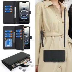 Cavor 適用iPhone17 Airケース ショルダー適用iPhone17 Air 手帳型ケース肩掛け首かけ斜めがけ 適用iPhone17 Air カード収納ケース 適用カバー適用iPhone17 Airスマホケースcase 財布型カバー精巧な