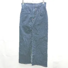 ◇ ViS ハイウェスト フロント スリット デニム ミディアム タイト スカート Sサイズ インディゴ ブルー レディース E  【1304050045141】