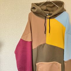 XIAKUI カラフル　切り替え　パーカー　スウェット　オシャレ　XLサイズ