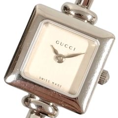 GUCCI グッチ レディース 127.5 スクエア 黒文字盤 3Pダイヤ クォーツ 腕時計 シルバー×ブラック 正規品 / C37 - メルカリ