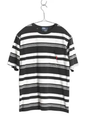【お得なクーポン配布中!】 90s ポロ ラルフローレン ボーダー ポケット付き 半袖 Tシャツ メンズ XS レディース S 古着 カットソー ワンポイン ポケT ツートン 黒 白