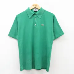 M/古着 ラコステ LACOSTE 半袖 ブランド ポロ シャツ メンズ 90s ワンポイントロゴ 鹿の子 緑 グリーン 25aug05 中古 トップス