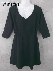 ◇ BEAUTY&YOUTH UNITED ARROWS 総柄 ウエストゴム 七分袖 ミニ ワンピース ブラック レディース 【中古】 【1002801040642】