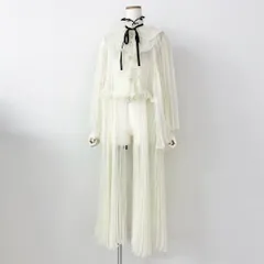 69c10 《美品》 FACETASM ファセッタズム プリーツシアー フリルワンピース 00 アイボリー リボンタイ ドレスのサムネイル