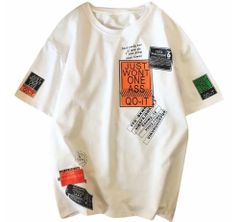 オーバーサイズ　Ｔシャツ　ホワイト　五分丈 大きいサイズ　L